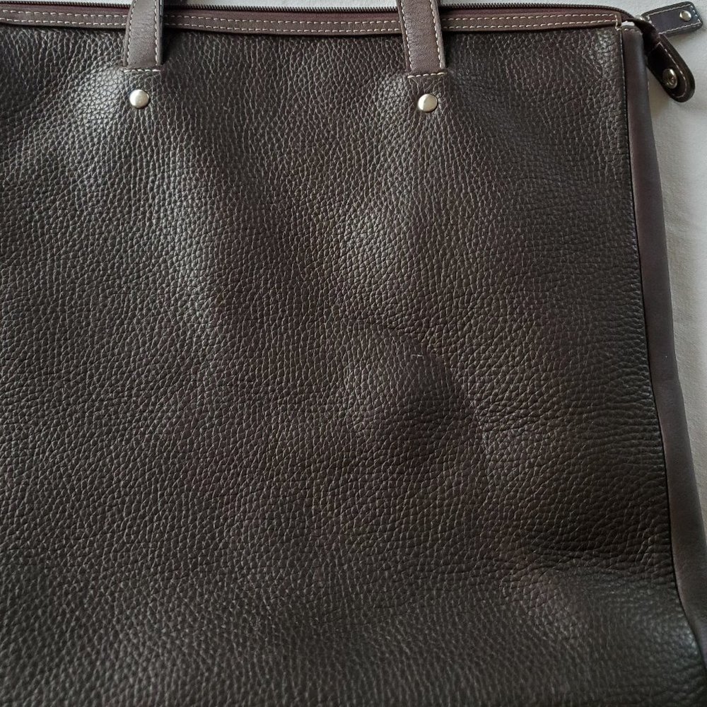 Levenger Shoulder Tote Bag Pebble Leather Espresso - Picture 3 of 15